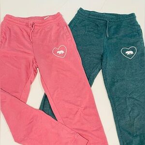 Bundle Sweatpants for Girls Pink and Dark Forest Green